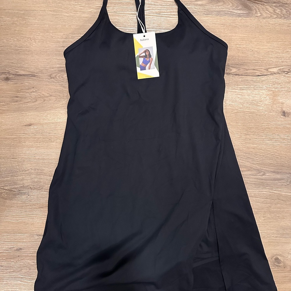 Halara Black Halter Dress (built in shorts)